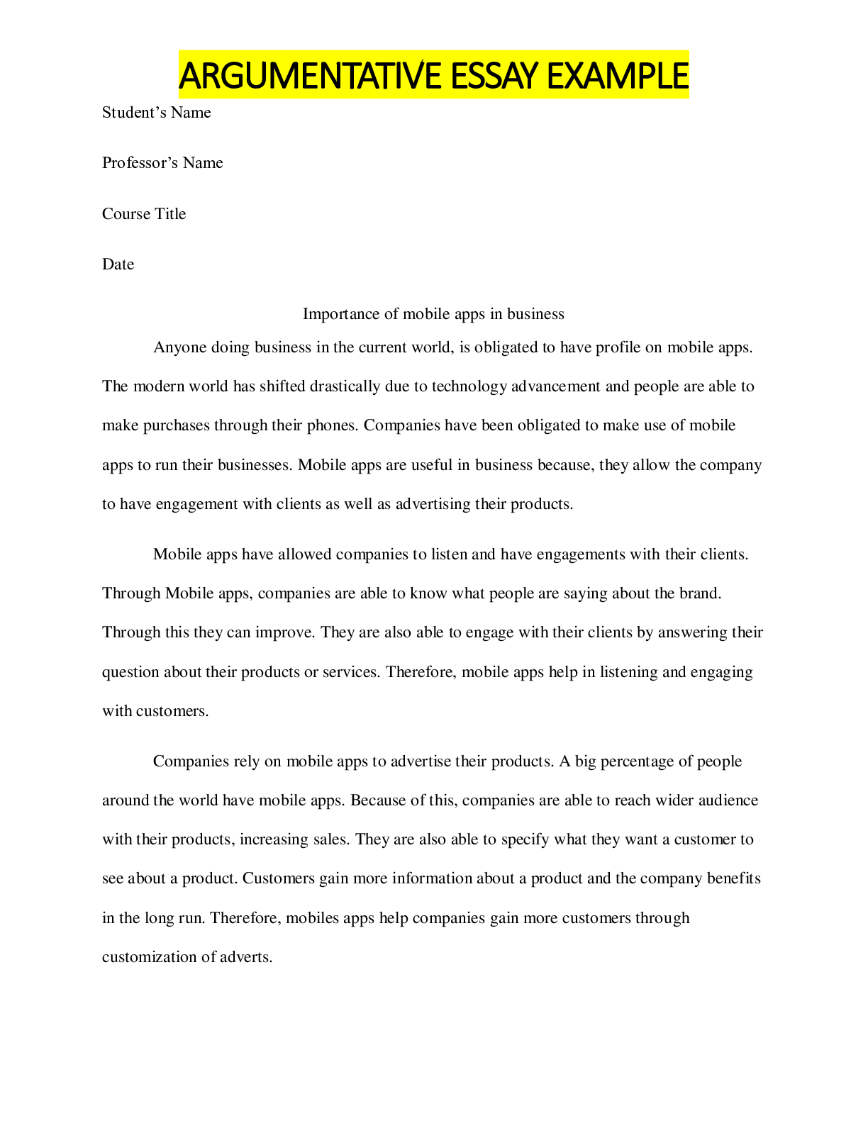 Preview image of ARGUMENTATIVE ESSAY EXAMPLE document